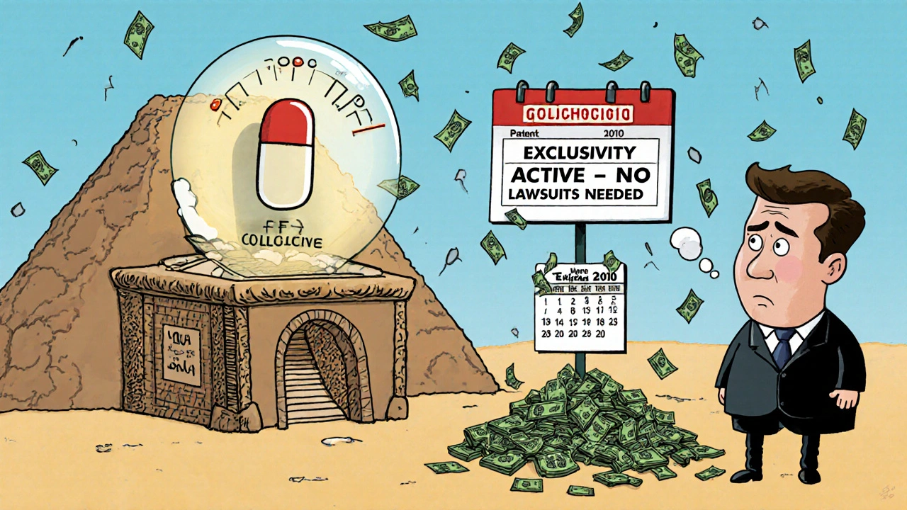A colchicine pill&#039;s price skyrockets from 10 cents to  inside an FDA exclusivity bubble, while a confused CEO stares at expired patent dates.