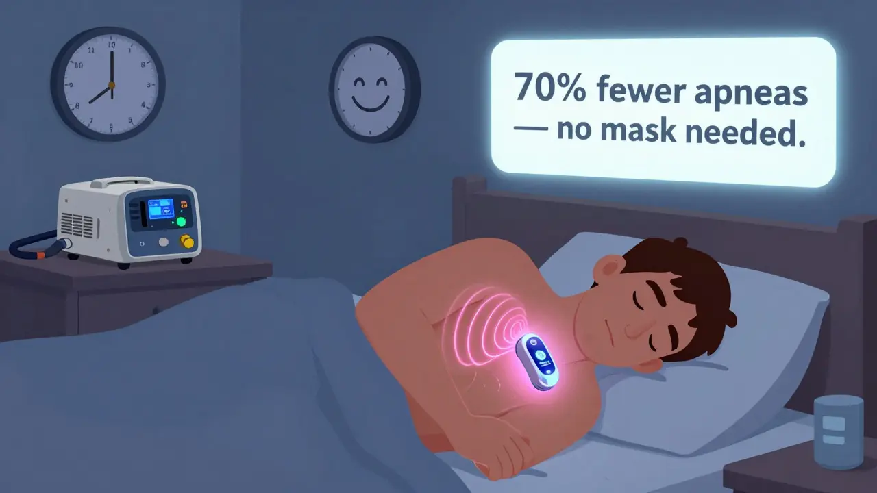 Wearable device gently nudges sleeper to side, CPAP machine forgotten in closet.