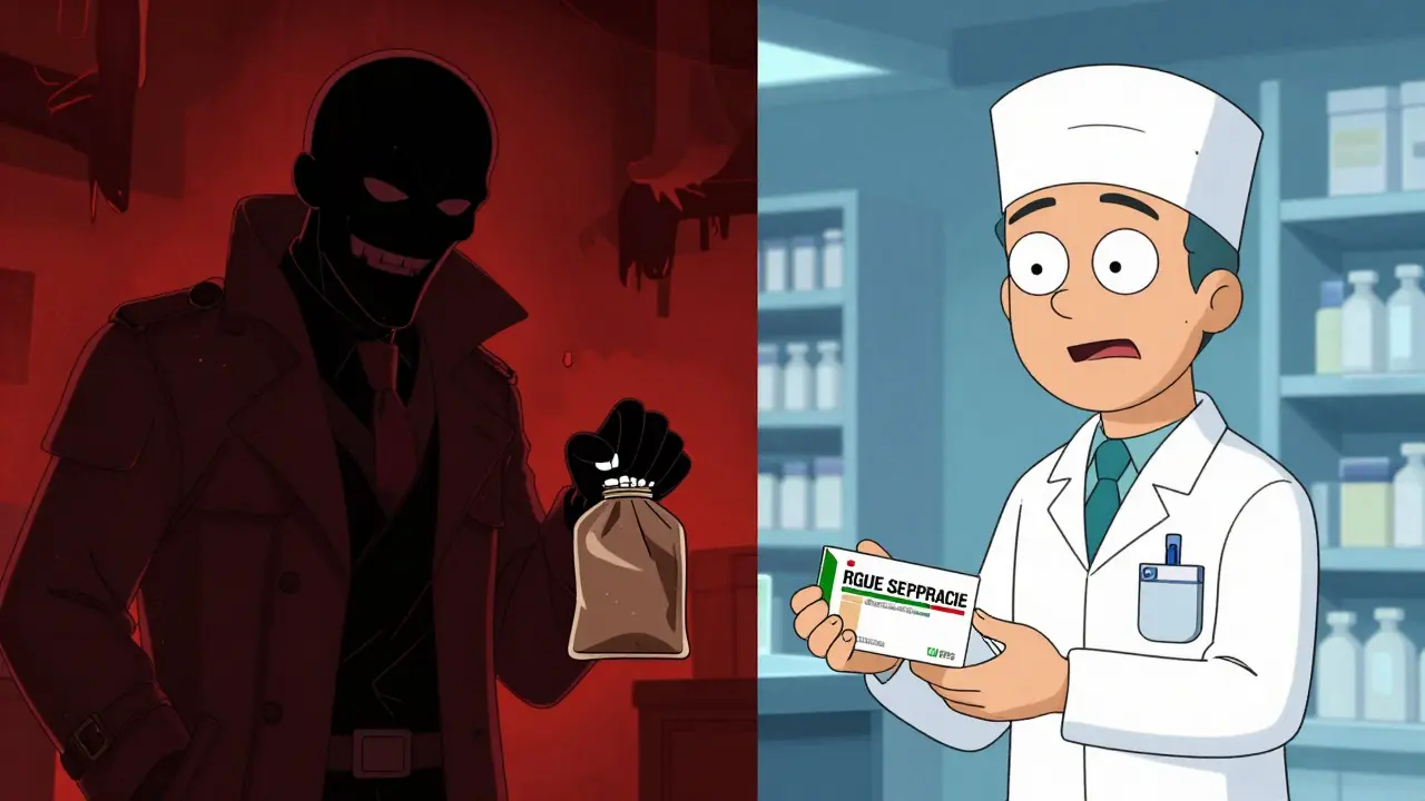 Contrast between unsafe rogue pharmacy and safe certified provider