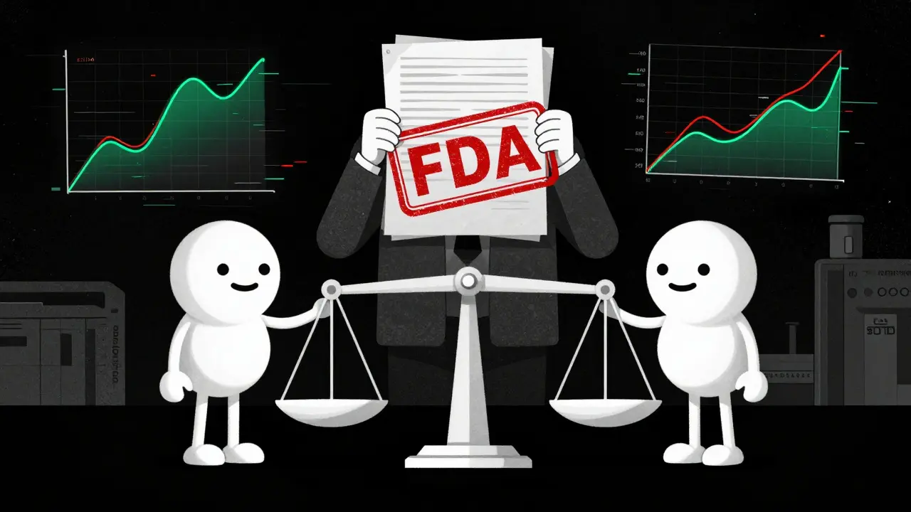 Generic and brand drugs balanced on scales under FDA scrutiny
