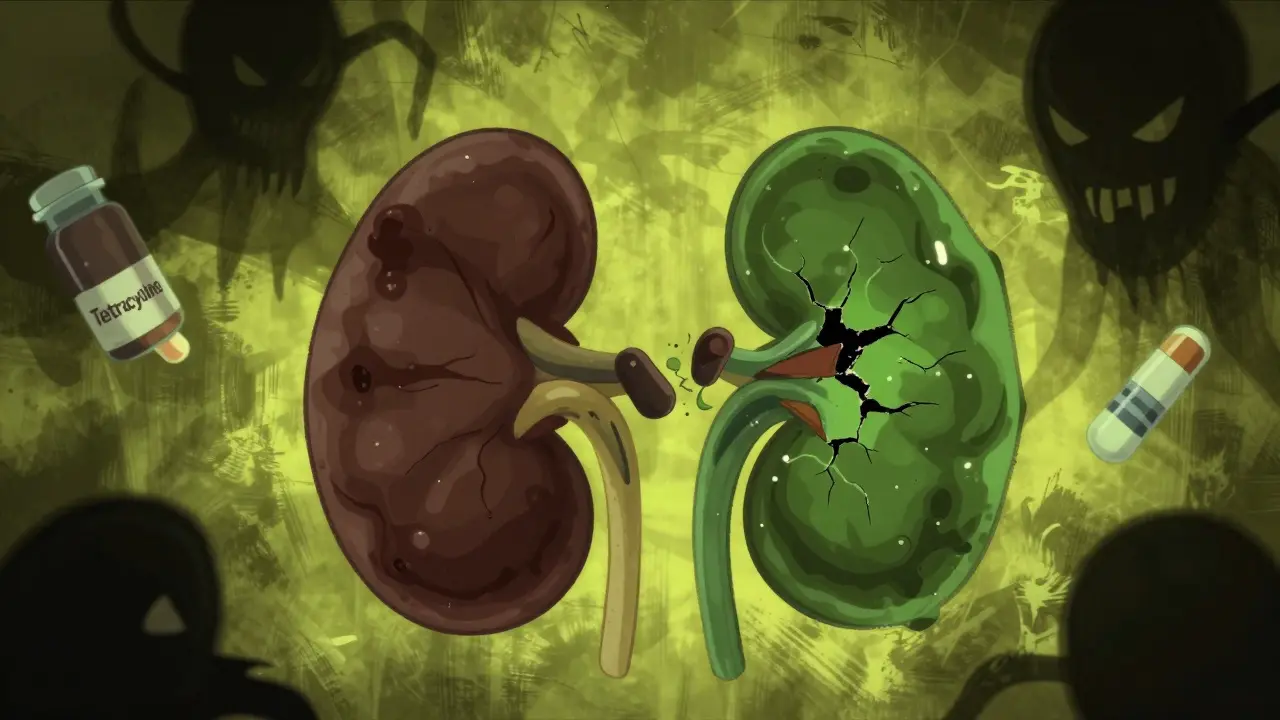 Abstract illustration of toxic effects of expired medication
