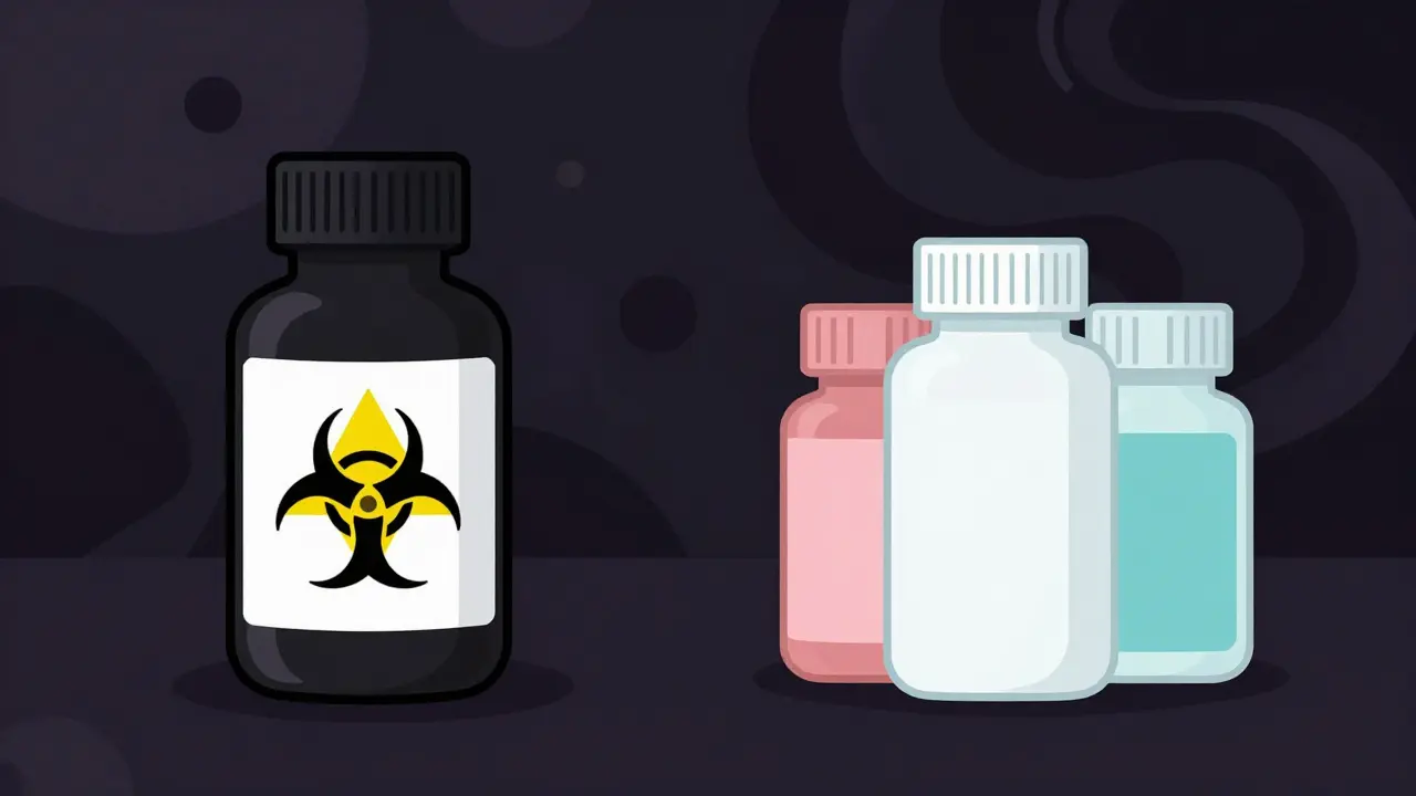 Contrast between dangerous and safe sleep medication bottles