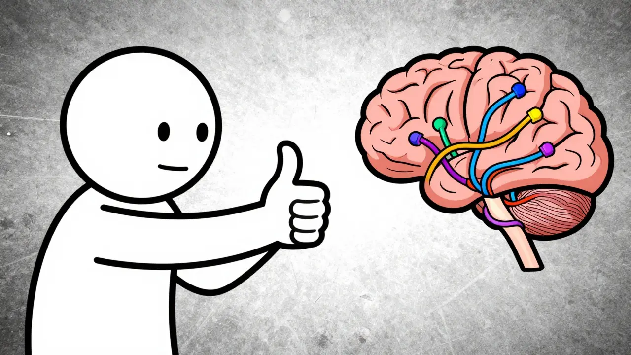 Character doing gaze stabilization exercise while brain rewires itself