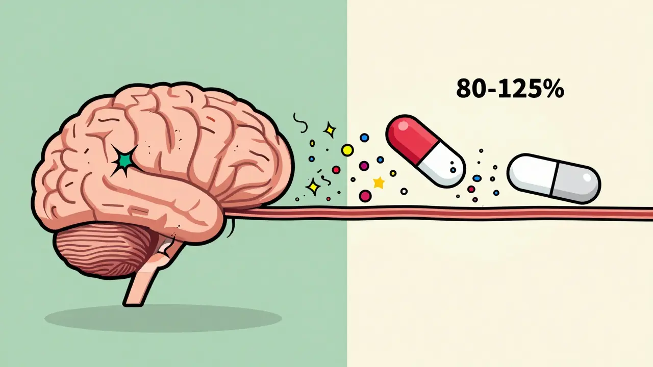 Illustration showing inconsistent drug absorption in the brain