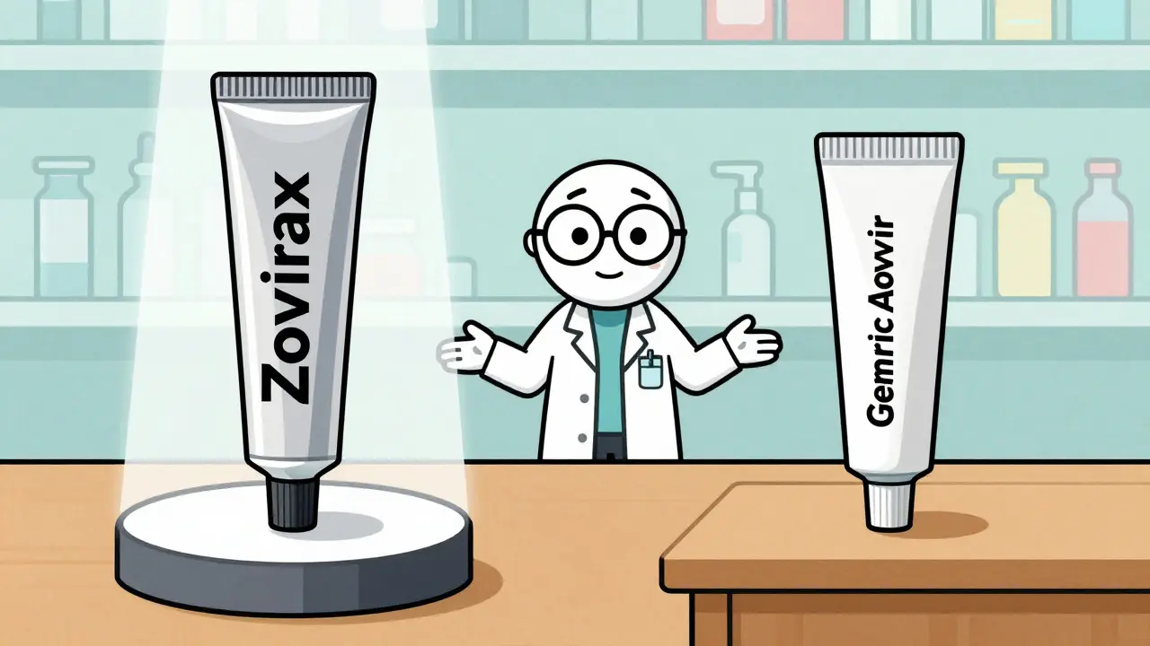 Side-by-side comparison of brand name vs generic cream tubes